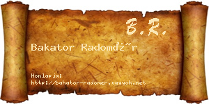 Bakator Radomér névjegykártya